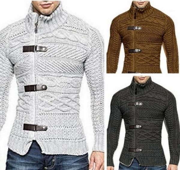 2020 autumn and winter new men's high neck leather button long sleeve knit sweater1, White;black
2020 autumn and winter new men's high neck leather button long sleeve knit sweater1, White;black