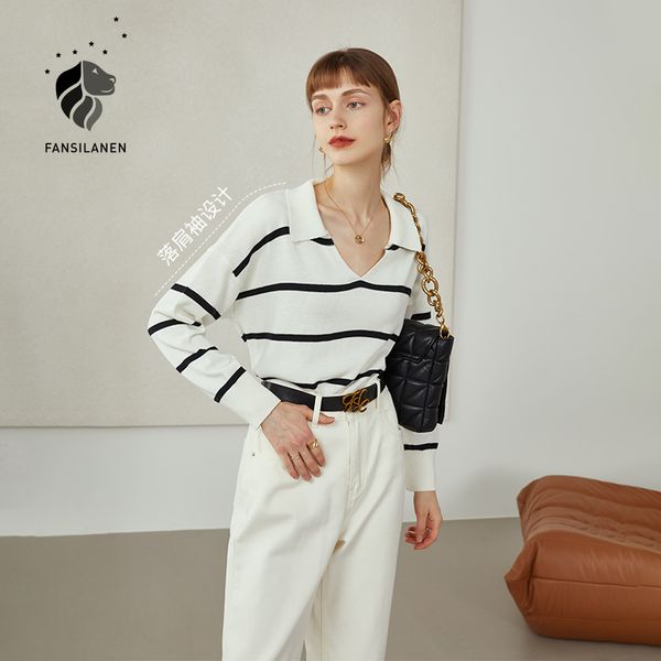 fansilanen sweater women french retro striped lazy loose blouses women drop long sleeves thin sweater women pullovers, Black
fansilanen sweater women french retro striped lazy loose blouses women drop long sleeves thin sweater women pullovers, Black