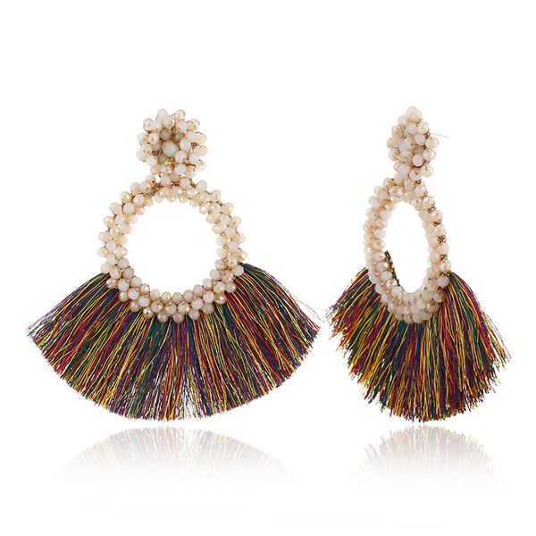 bohemian earrings ethnic fan-shaped exaggerated earrings, Golden