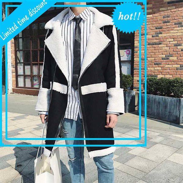 long man splice faux fur coat men punk parka jackets full length leather overcoats, Black;brown
long man splice faux fur coat men punk parka jackets full length leather overcoats, Black;brown