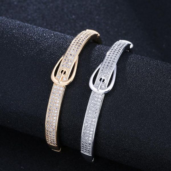 LISM new European and American copper inlaid zircon belt shape luxury wild ladies high-end bracelet fashion accessories, Black
LISM new European and American copper inlaid zircon belt shape luxury wild ladies high-end bracelet fashion accessories, Black