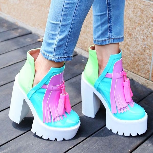 leather sky female colors frilly super high plarform ladies ankle slide knighted side boots evuh, Black
leather sky female colors frilly super high plarform ladies ankle slide knighted side boots evuh, Black