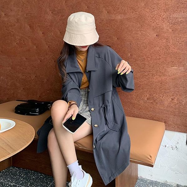 autumn korean 2021 new loose collar single breasted temperament middle long sleeve windbreaker coat for women, Tan;black
autumn korean 2021 new loose collar single breasted temperament middle long sleeve windbreaker coat for women, Tan;black