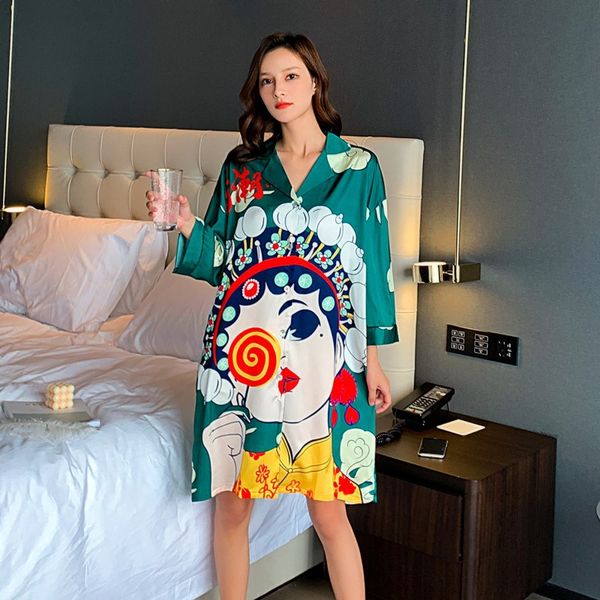 women sleep shirt satin chinese style nightdress print nightgown night shirt casual sleepdress soft home clothes nightshirt, Black;red
women sleep shirt satin chinese style nightdress print nightgown night shirt casual sleepdress soft home clothes nightshirt, Black;red