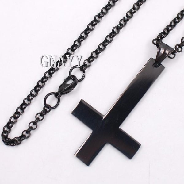 pendant necklaces drop gnayy mens ip black stainless steel upside-down cross necklace rolo chain 24'' 3mm wide, Silver
pendant necklaces drop gnayy mens ip black stainless steel upside-down cross necklace rolo chain 24'' 3mm wide, Silver