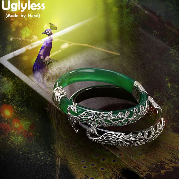 uglyless 100% real solid 925 sterling silver peacock bangles for women black agate bangles jade bracelets phoenix fine jewelry q1201
uglyless 100% real solid 925 sterling silver peacock bangles for women black agate bangles jade bracelets phoenix fine jewelry q1201
