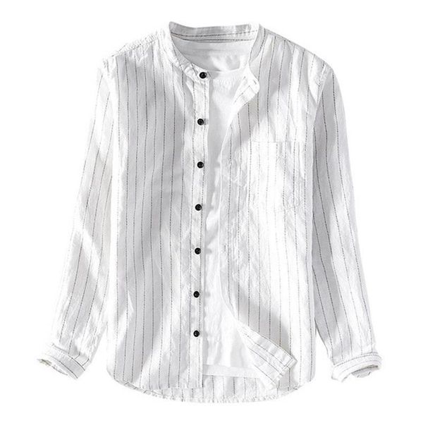autumn 2020 new cotton and linen leisure stripe long sleeve linen shirts men's mock neck slim shirt 9301, White;black
autumn 2020 new cotton and linen leisure stripe long sleeve linen shirts men's mock neck slim shirt 9301, White;black