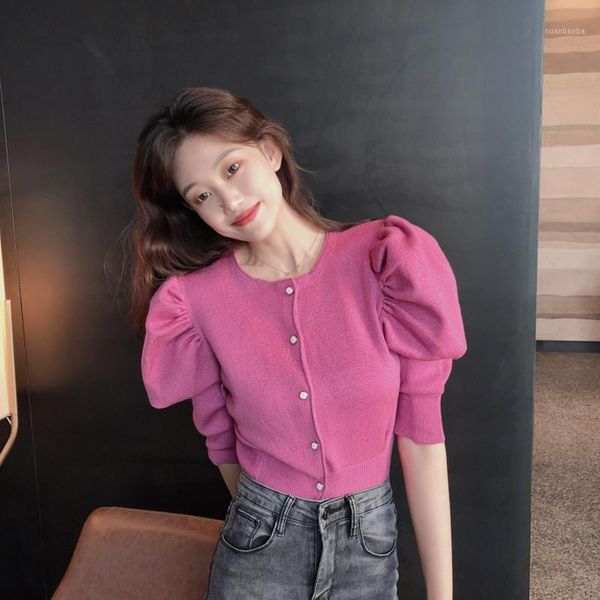 2020 new autumn sweater cardigan style vintage short puff sleeve single breasted knitted jacket women pz24611, White
2020 new autumn sweater cardigan style vintage short puff sleeve single breasted knitted jacket women pz24611, White