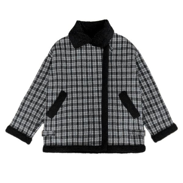 mooirue winter women plaid jacket pattern thickened lamb fur coat korean spring warm fur jacket locomotive wear, Black;brown
mooirue winter women plaid jacket pattern thickened lamb fur coat korean spring warm fur jacket locomotive wear, Black;brown