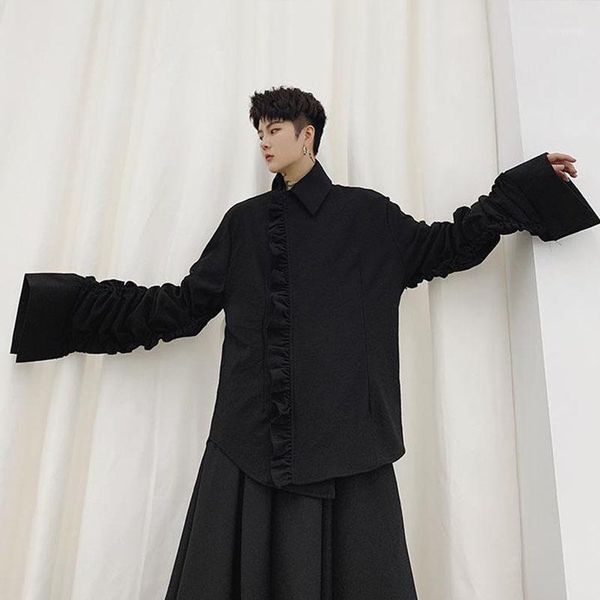 men japan streetwear casual shirt style jacket male pleated flare sleeve vintage fashion gothic coat outerwear stage clothes1, White;black
men japan streetwear casual shirt style jacket male pleated flare sleeve vintage fashion gothic coat outerwear stage clothes1, White;black