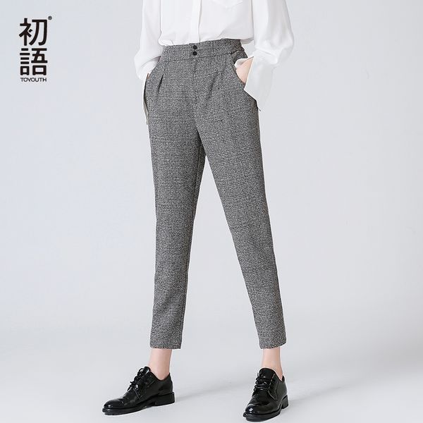 toyouth women's fashion autumn winter vintage gray grid casual women trousers female streetwear capris pants y200114, Black;white
toyouth women's fashion autumn winter vintage gray grid casual women trousers female streetwear capris pants y200114, Black;white