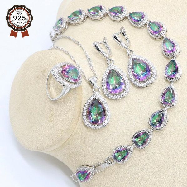 water drop multicolor rainbow zircon silver color jewelry set for women bracelet earrings necklace pendant ring gift box
water drop multicolor rainbow zircon silver color jewelry set for women bracelet earrings necklace pendant ring gift box