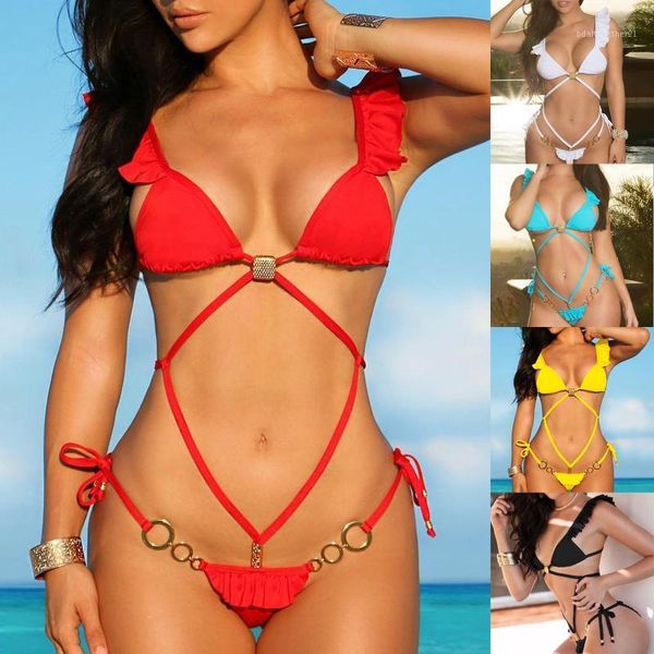women's swimwear one-piece metal ring lacing-up ruffle swimsuit women bikini push-up brazilian bathing set beach1, White;black
women's swimwear one-piece metal ring lacing-up ruffle swimsuit women bikini push-up brazilian bathing set beach1, White;black