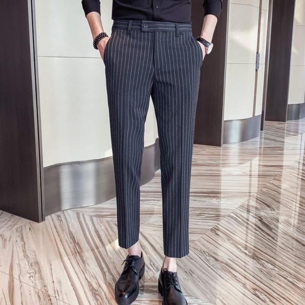 classic striped pants men spring business dress pants casual slim fit formal suit office social trousers costume homme, White;black
classic striped pants men spring business dress pants casual slim fit formal suit office social trousers costume homme, White;black