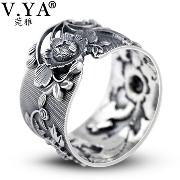 v.ya retro peony flower 990 sterling silver rings for women adjustable thai silver ring vintage jewelry wholesale 201218
v.ya retro peony flower 990 sterling silver rings for women adjustable thai silver ring vintage jewelry wholesale 201218