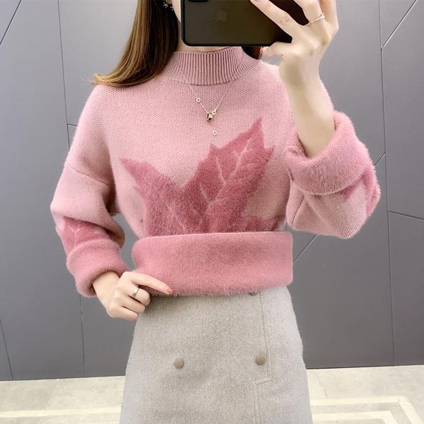 women's sweaters 2021 style flocking pattern half high collar plush knitted pullover 59ag-6411, White;black
women's sweaters 2021 style flocking pattern half high collar plush knitted pullover 59ag-6411, White;black