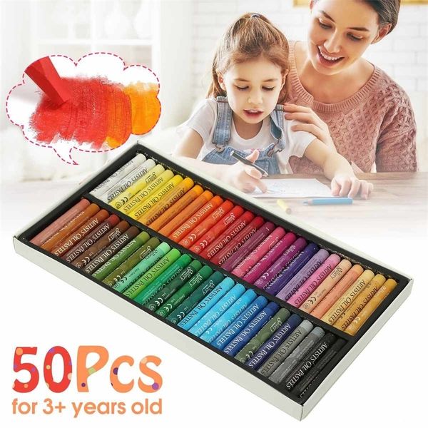 Painting Art Supplies Crayons 50 Colors Soft Oil Pastels For Drawing Set Children Waxes Kids Gift Oil Painting Stick Stationery Y200428