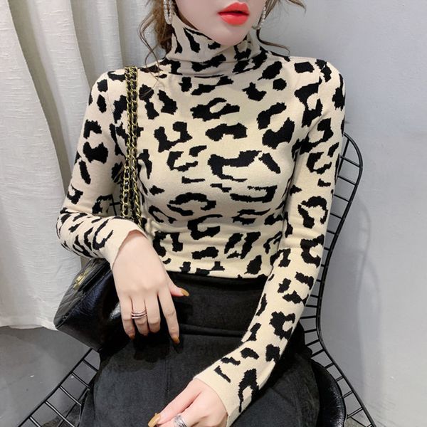 2021 quality autumn winter vintage leopard squeeze-fitting thin fashion high neck lower shirt tnl6, Black;brown
2021 quality autumn winter vintage leopard squeeze-fitting thin fashion high neck lower shirt tnl6, Black;brown
