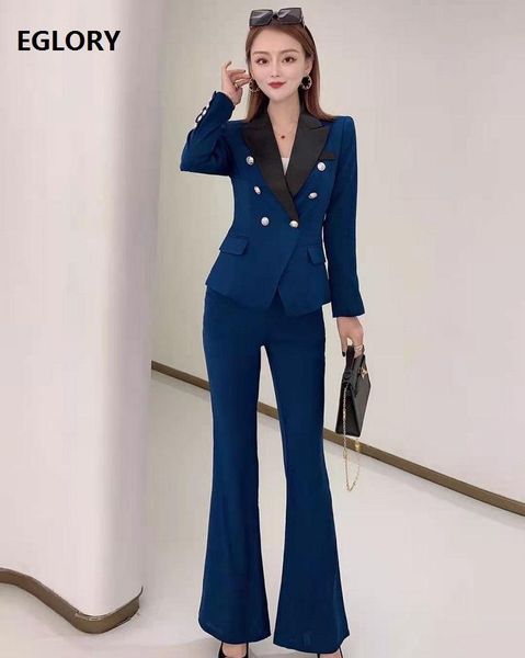 women's two piece pants set 2021 spring business suit woman buttons deco blazer coat+flare leg long pant black blue 2, White
women's two piece pants set 2021 spring business suit woman buttons deco blazer coat+flare leg long pant black blue 2, White