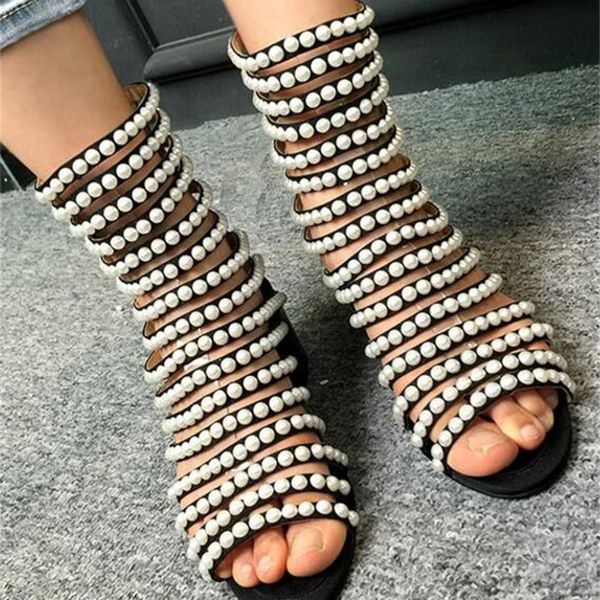 2020 white fashion new pearls studded cut-out women sandals 4 cm square mid-heel backwards with sandal boots rgtk, Black
2020 white fashion new pearls studded cut-out women sandals 4 cm square mid-heel backwards with sandal boots rgtk, Black