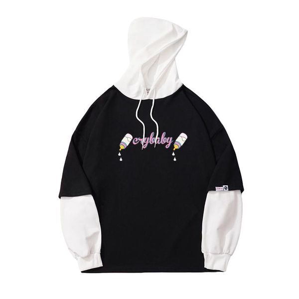 women's hoodies & sweatshirts feeding bottle hoodie sweatshirt women harajuku kawaii funny cry baby letter print spell color stitching, Black
women's hoodies & sweatshirts feeding bottle hoodie sweatshirt women harajuku kawaii funny cry baby letter print spell color stitching, Black