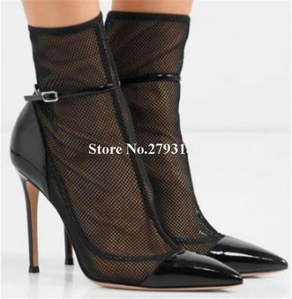 boots women elegant pointed toe mesh thin heel short cut-out lace ankle strap high wedding, Black
boots women elegant pointed toe mesh thin heel short cut-out lace ankle strap high wedding, Black