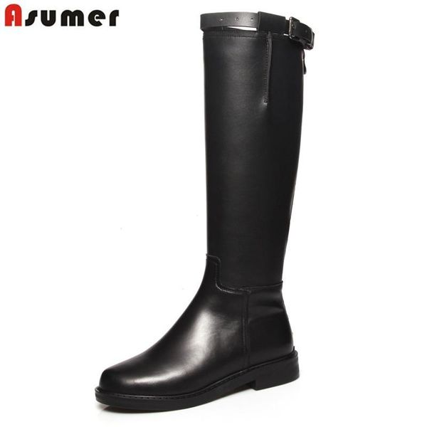 boots asumer size 34-42 fashion genuine leather round toe ladies autumn winter knee high square heels shoes women, Black
boots asumer size 34-42 fashion genuine leather round toe ladies autumn winter knee high square heels shoes women, Black