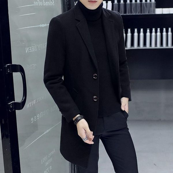men's wool & blends turn down collar single breasted coats outerwear men 2021 fashion smart casual woolen jacket male trench1, Black
men's wool & blends turn down collar single breasted coats outerwear men 2021 fashion smart casual woolen jacket male trench1, Black