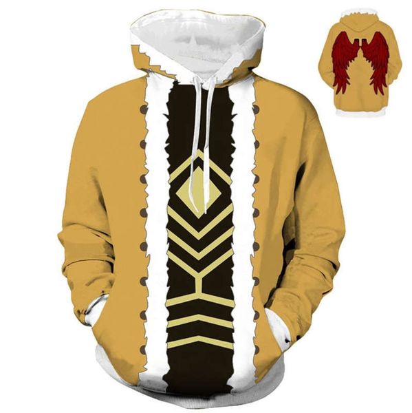 academy 3d new hawkes my hero printed men's sports hoodie, Gray
