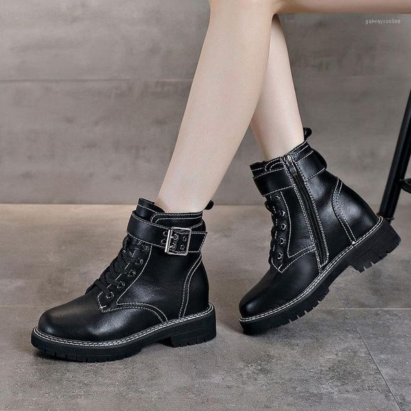 boots genuine leather shoes women lace up black ankle height increase high platform chunky short zapatos para mujer ls91
boots genuine leather shoes women lace up black ankle height increase high platform chunky short zapatos para mujer ls91