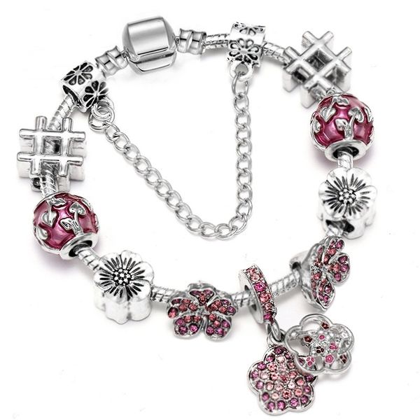 16-21cm new charm bracelet 925 silver fit pandora european bracelets plum blossom cherry enamel five petals flower pendant charm bead access, Black
16-21cm new charm bracelet 925 silver fit pandora european bracelets plum blossom cherry enamel five petals flower pendant charm bead access, Black