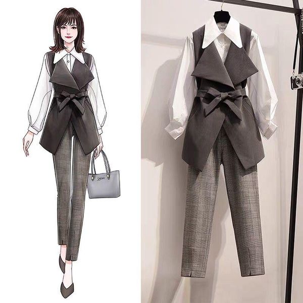 women's two piece pants 2021 work pant suits 2 set for women business plus size shirt oversized trousers suit office lady outfits, White
women's two piece pants 2021 work pant suits 2 set for women business plus size shirt oversized trousers suit office lady outfits, White