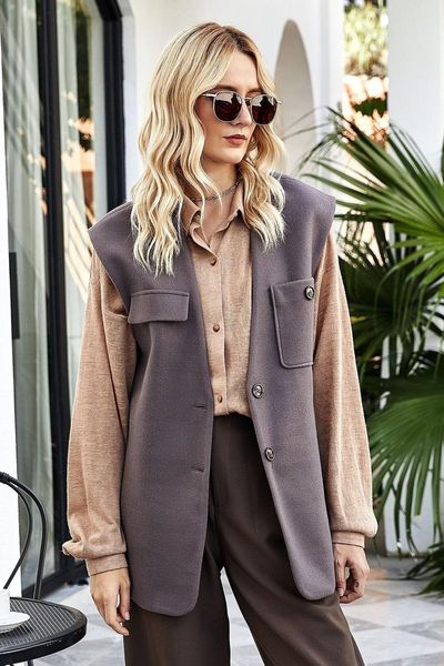 women's vests causal winter women vest single breasted pockets sleeveless loose outwear 2021 vintage female lapel wool fall, Black;white
women's vests causal winter women vest single breasted pockets sleeveless loose outwear 2021 vintage female lapel wool fall, Black;white