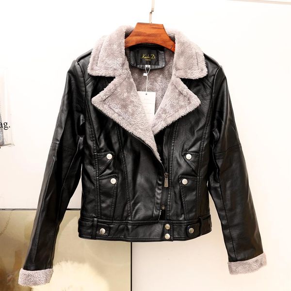 new jacket leather fleece women fur collar ladies coat autumn and winter 9wt013, Black
new jacket leather fleece women fur collar ladies coat autumn and winter 9wt013, Black