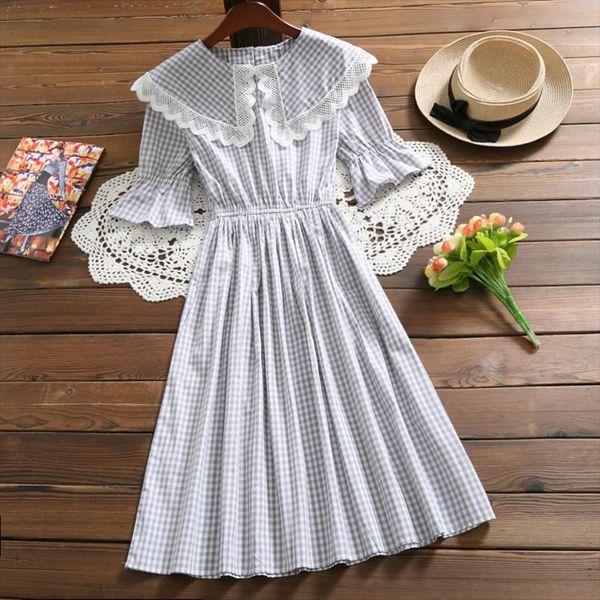 mori girl summer dress 2021 new arrival flare sleeve cotton plaid dress sweet vestidos drop shipping, Black;gray
mori girl summer dress 2021 new arrival flare sleeve cotton plaid dress sweet vestidos drop shipping, Black;gray