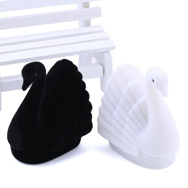 1 шт. милый лебедь ювелирные изделия бархатные обручальные кольцевые коробки ожерелье дисплей коробка лебедь подарок контейнер чехол для укр