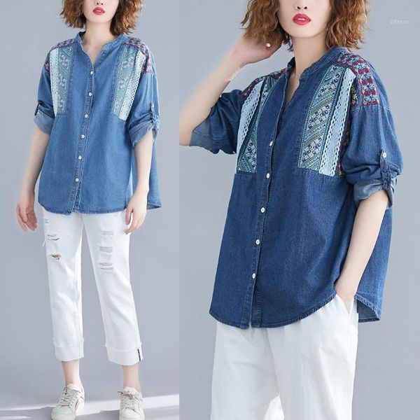 2019 autumn summer casual camisa jeans feminina half sleeve denim shirt women plus size blouse embroidery chemise femme ladies1, White
2019 autumn summer casual camisa jeans feminina half sleeve denim shirt women plus size blouse embroidery chemise femme ladies1, White