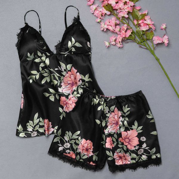 summer printed strap v-neck pajama ladies silk satin flower lace set underwear pajamas #yj, Black;white
summer printed strap v-neck pajama ladies silk satin flower lace set underwear pajamas #yj, Black;white