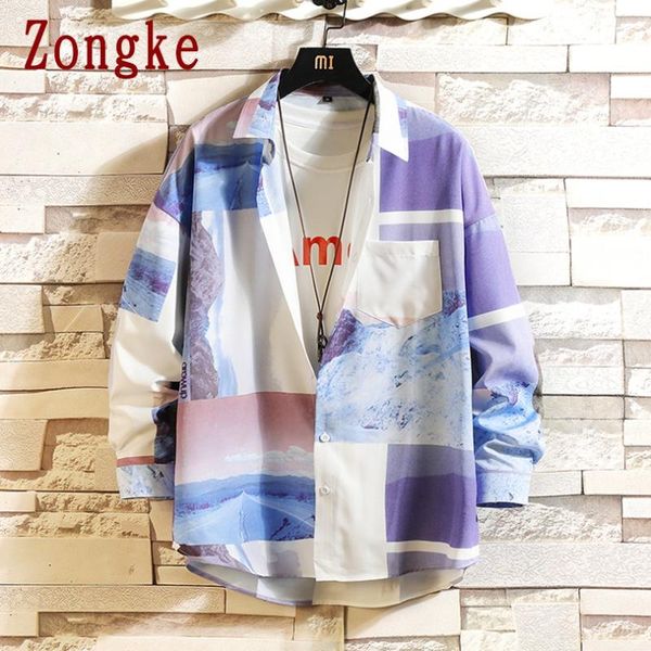 men's casual shirts zongke mens shirt with print vintage men for clothing harajuku blouse -5xl 2021 autumn arrival, White;black
men's casual shirts zongke mens shirt with print vintage men for clothing harajuku blouse -5xl 2021 autumn arrival, White;black