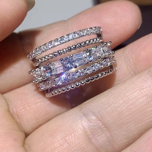 sparkling promise ring vintage jewelry 925 sterling silver&gold fill 5 rows white z cz diamond women's fashion wedding band ring gift, Slivery;golden
sparkling promise ring vintage jewelry 925 sterling silver&gold fill 5 rows white z cz diamond women's fashion wedding band ring gift, Slivery;golden