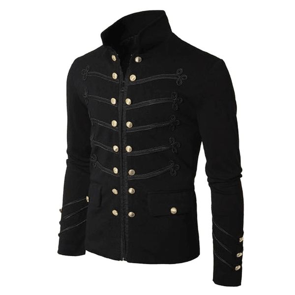 steampunk men vintage jacket stand collar single breasted gothic jackets handmade punk men outerwear tailor made blazers q1216, White;black
steampunk men vintage jacket stand collar single breasted gothic jackets handmade punk men outerwear tailor made blazers q1216, White;black