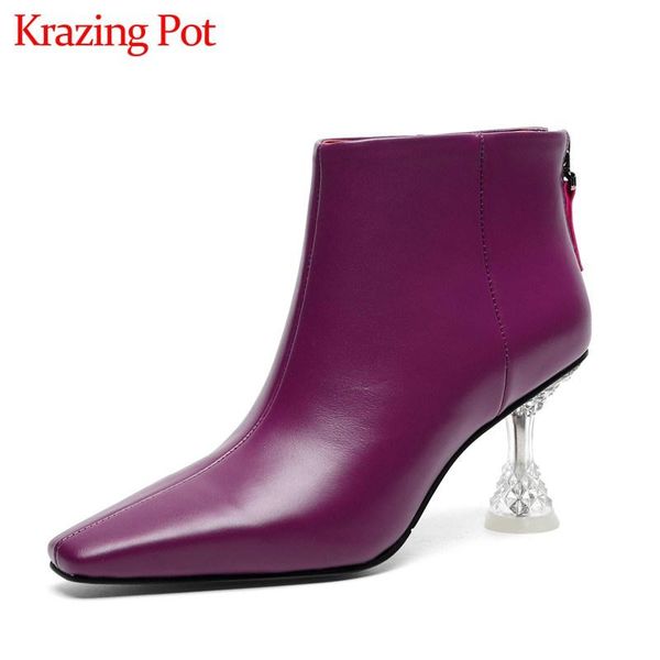 boots krazing pot crystal heels small square toe princess style genuine leather zip winter elegant women fashion ankle l01, Black
boots krazing pot crystal heels small square toe princess style genuine leather zip winter elegant women fashion ankle l01, Black