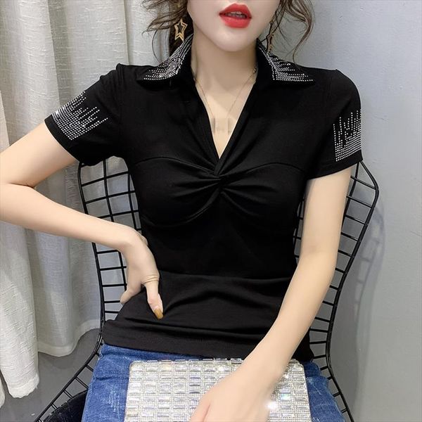 summer fashion korean clothes t shirt v neck drape diamonds women ropa mujer cotton short sleeve shirt tees new t03205, White
summer fashion korean clothes t shirt v neck drape diamonds women ropa mujer cotton short sleeve shirt tees new t03205, White