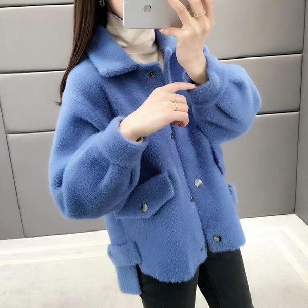 women's knits & tees women 2021 autumn winter imitation mink cashmere sweater coat female loose warm jacket ladies casual cardigans out, White
women's knits & tees women 2021 autumn winter imitation mink cashmere sweater coat female loose warm jacket ladies casual cardigans out, White