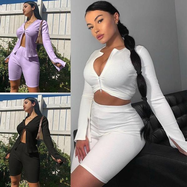 women's tracksuits zipper ribbed 2 piece set women outfits solid crop biker shorts matching, Gray
women's tracksuits zipper ribbed 2 piece set women outfits solid crop biker shorts matching, Gray
