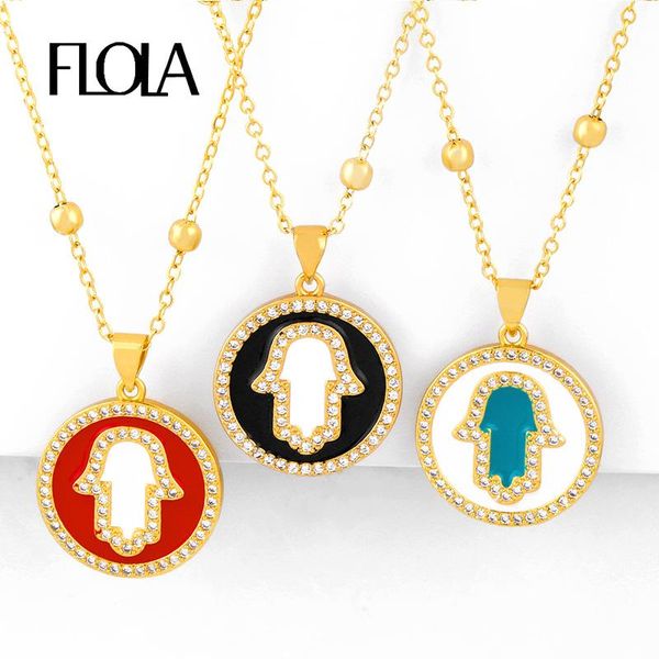 pendant necklaces flola gold filled fatima hand for women crystal round hamsa enamel pendents cz cubic zirconia jewelry nkeq12, Silver
pendant necklaces flola gold filled fatima hand for women crystal round hamsa enamel pendents cz cubic zirconia jewelry nkeq12, Silver