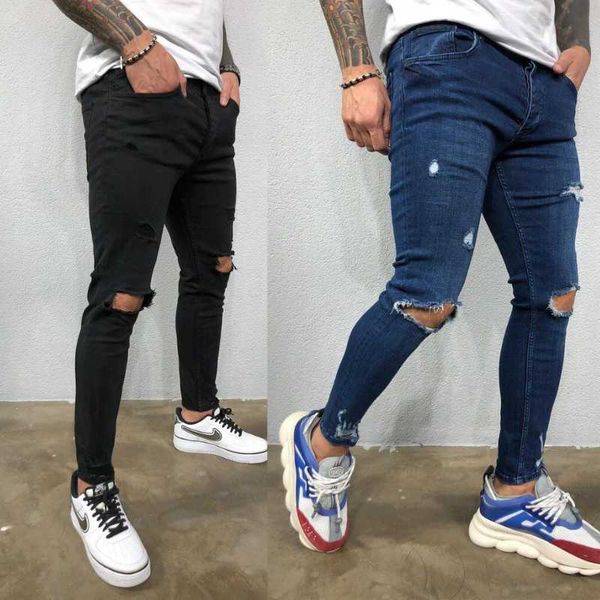 men elasticity ripped skinny jeans hole pencil pants high street style slim frayed casual male pants trousers biker jeans, Blue
men elasticity ripped skinny jeans hole pencil pants high street style slim frayed casual male pants trousers biker jeans, Blue