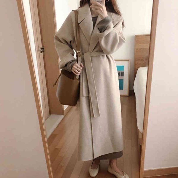 women's wool & blends gray chic thicken long jacket woman fall turn-down neck elegant coats female winter street oversized clothes lxcm, Black
women's wool & blends gray chic thicken long jacket woman fall turn-down neck elegant coats female winter street oversized clothes lxcm, Black