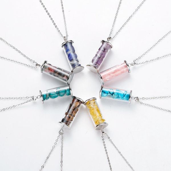 stainless steel chain natural raw tumbled wicca gravel chip stone pendant wishing bottles set healing reiki necklace, Silver
stainless steel chain natural raw tumbled wicca gravel chip stone pendant wishing bottles set healing reiki necklace, Silver