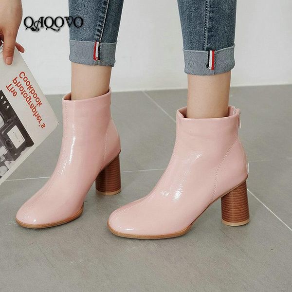 boots square high heels ankle women patent leather autumn winter fashion zipper round toe ladies shoes black beige pink
boots square high heels ankle women patent leather autumn winter fashion zipper round toe ladies shoes black beige pink
